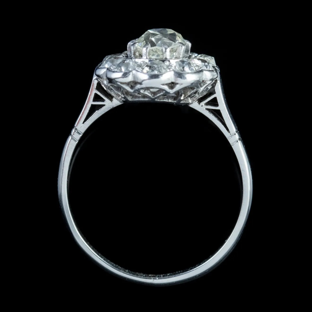 Vintage 1.90Ct Diamond Cluster Ring 18Ct White Gold Circa 1925