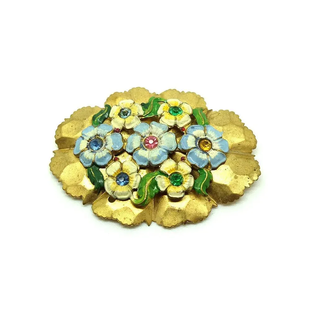 Vintage 1940s Cluster Flower Brooch