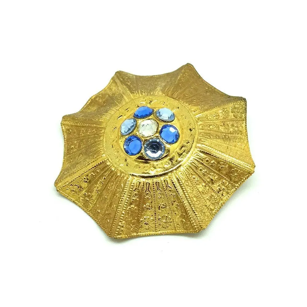 Vintage 1950's Miriam Haskell Diamante Blue Brooch