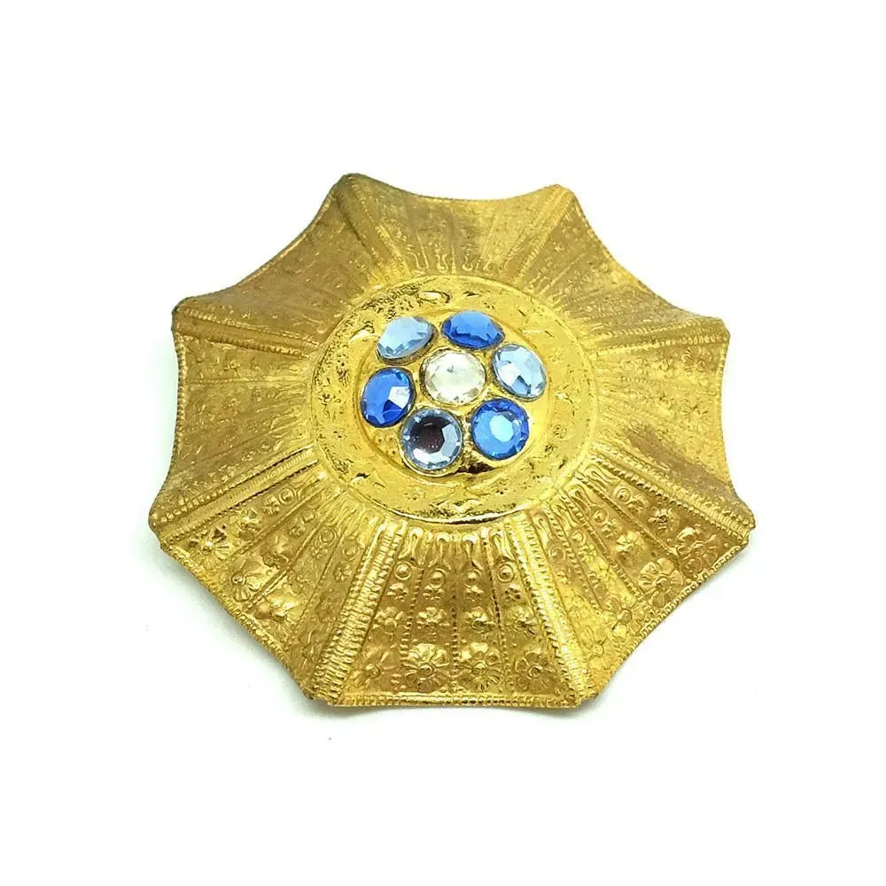 Vintage 1950's Miriam Haskell Diamante Blue Brooch