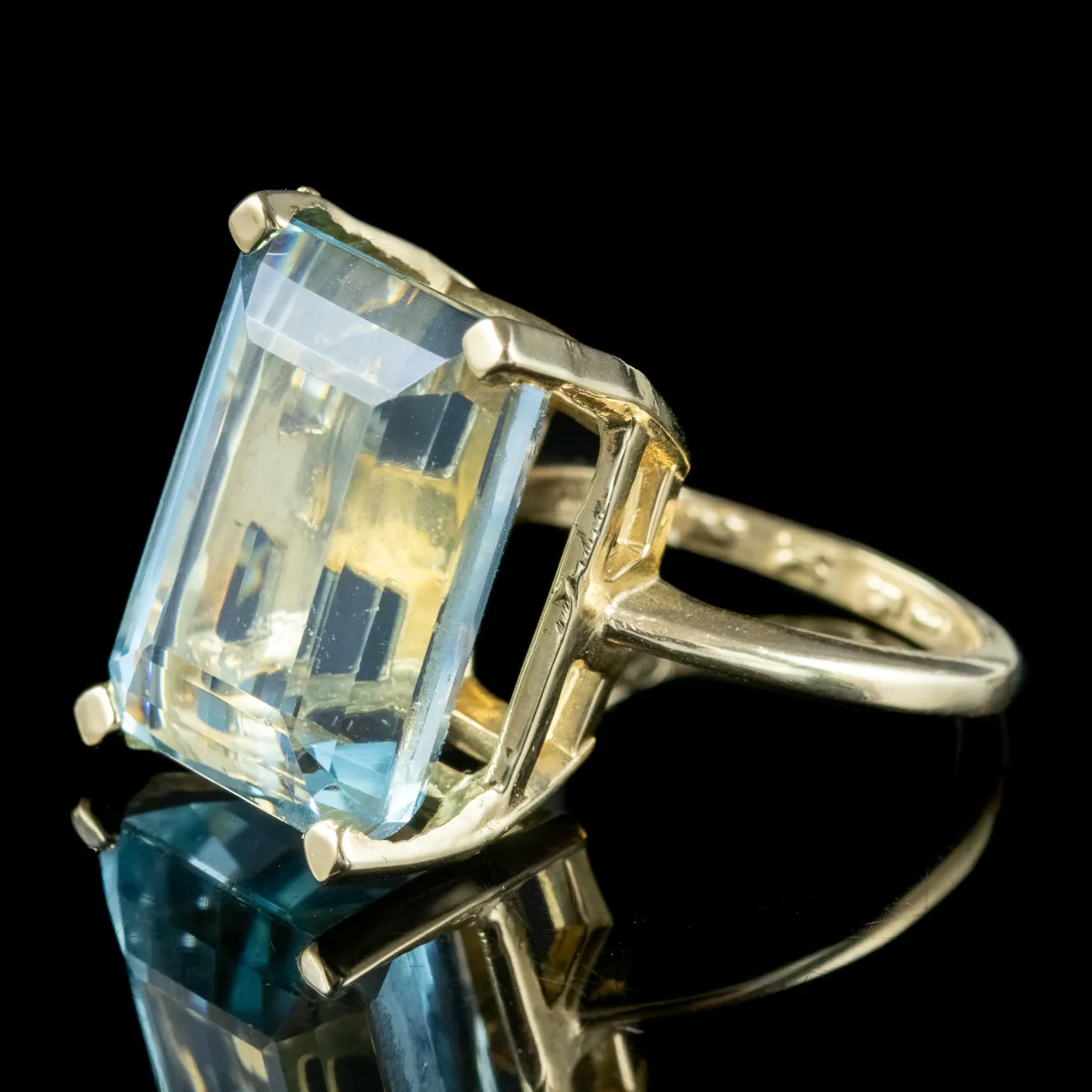 Vintage Aquamarine Cocktail Ring 22ct Aqua