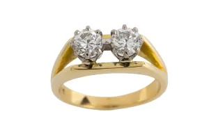 Vintage double diamond ring in 18 carat gold