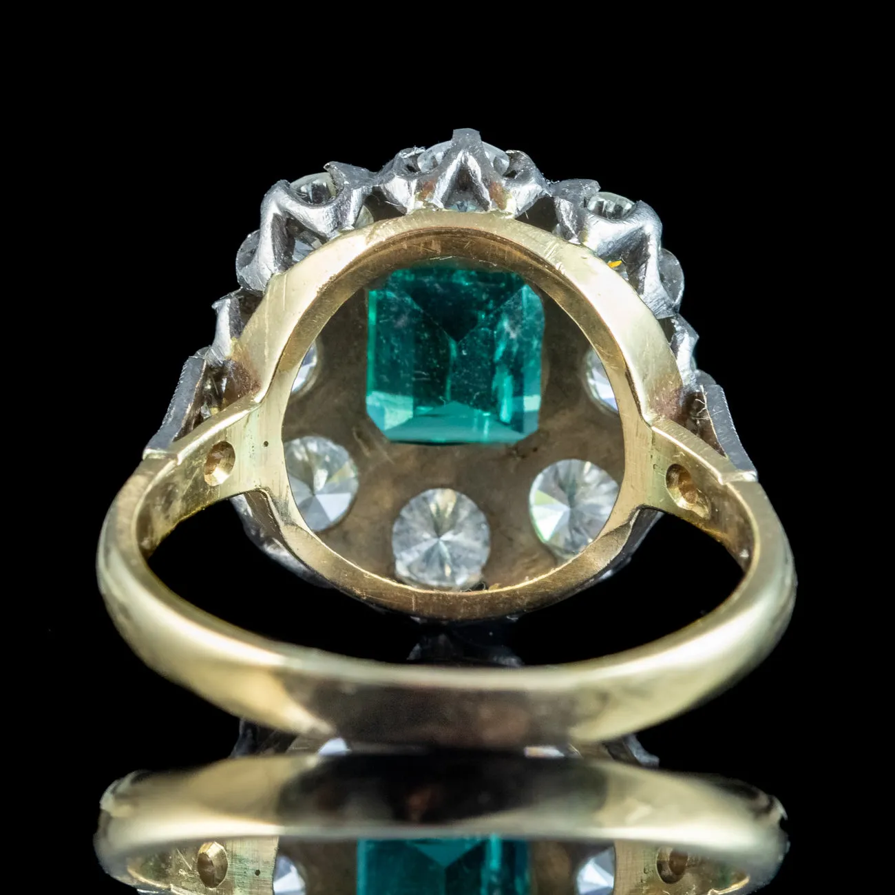 Vintage Emerald Diamond Cluster Ring 2ct Emerald