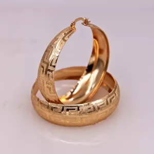 Vintage gold hoop Greek key earrings