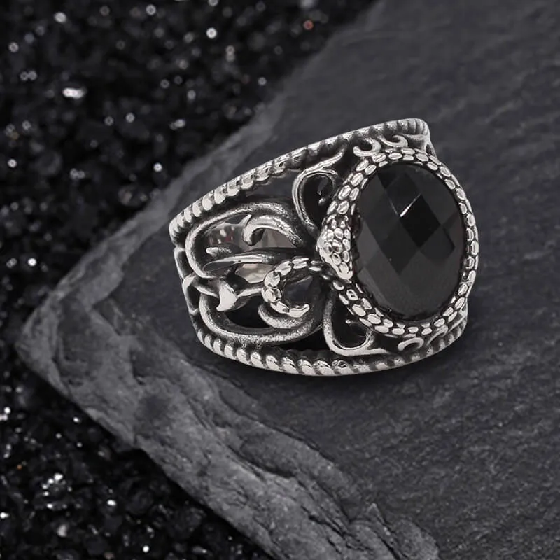 Vintage Hollow Design Stainless Steel Snake Ring