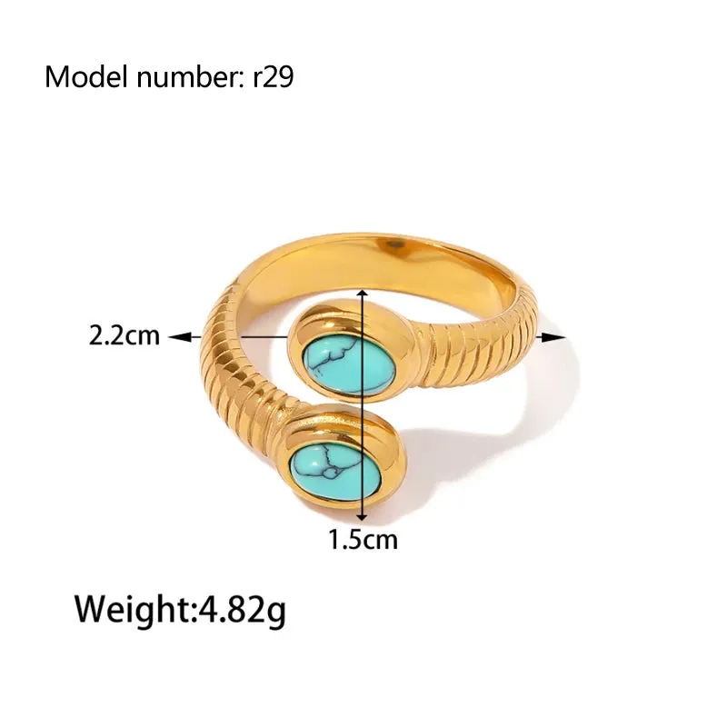 Vintage Hollow Zircon Rings Snake Shape Steel Rings