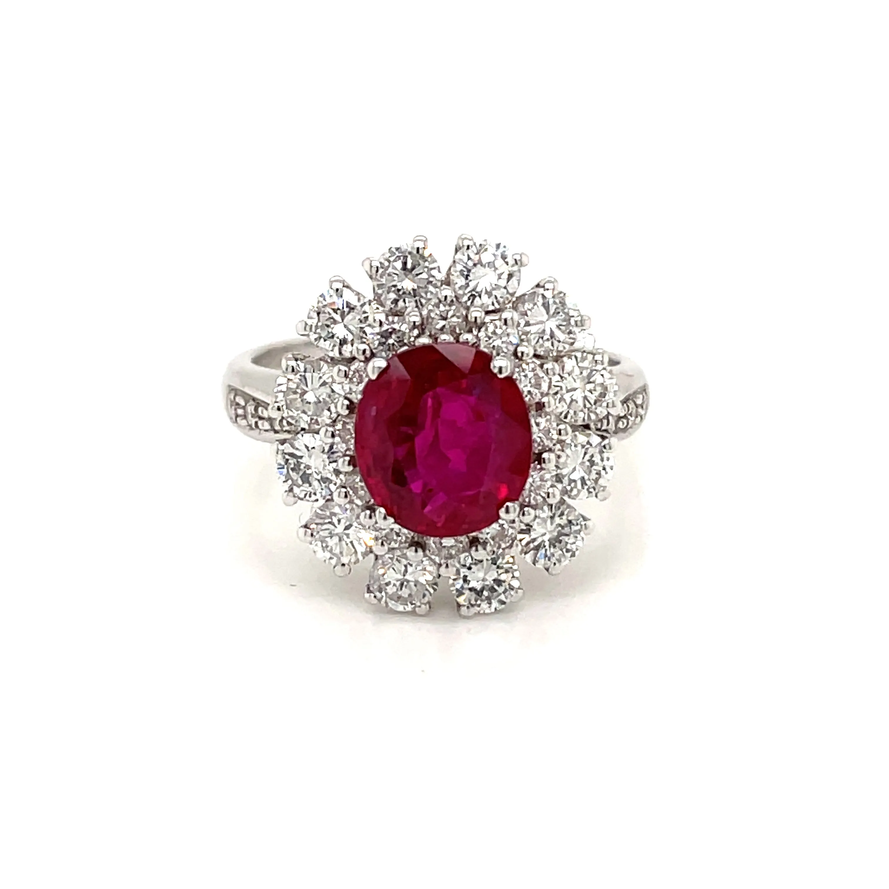 Vintage Ruby Diamond Gold Cluster Ring