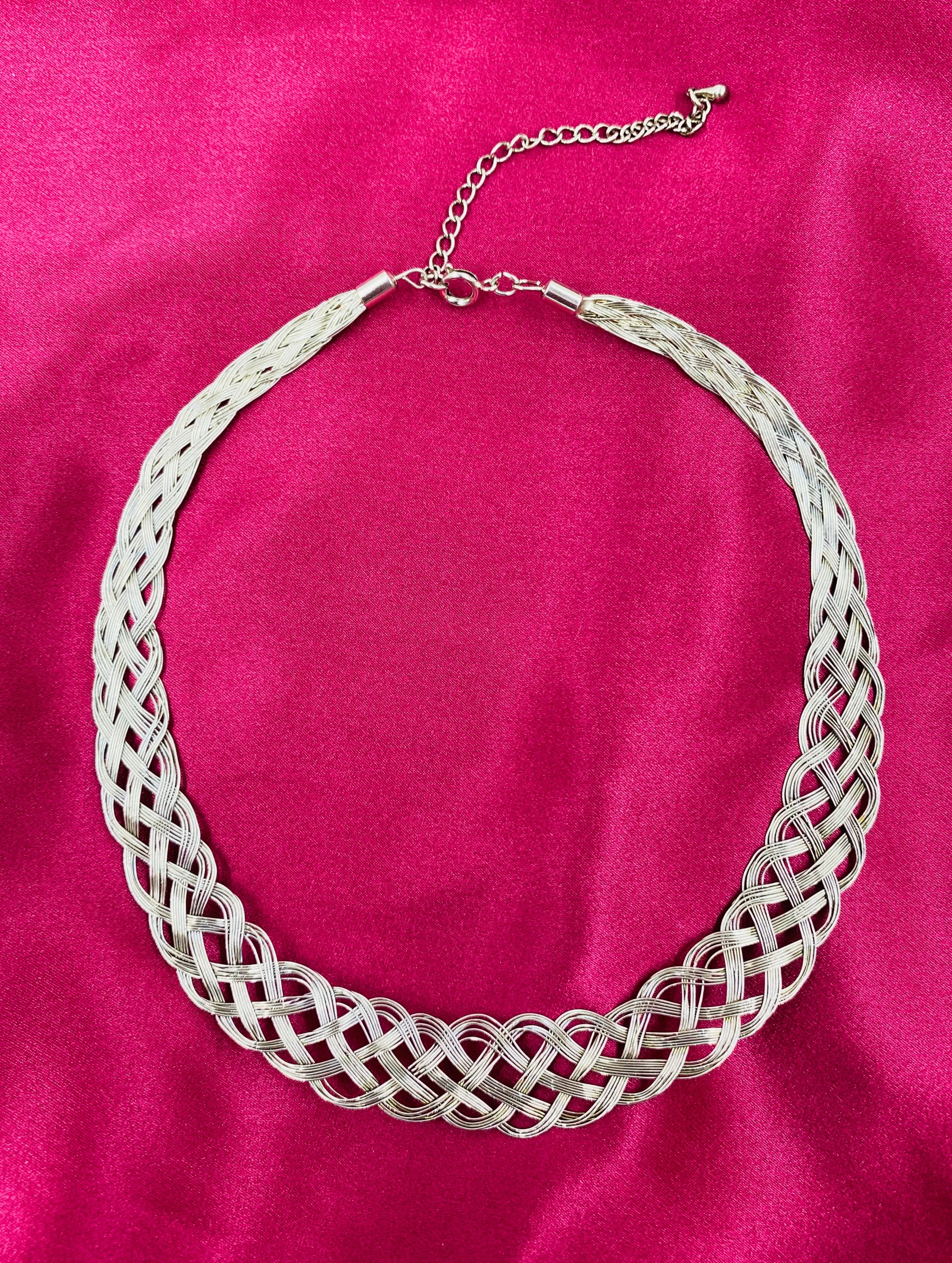 Vintage Silver Wire Celtic Knot Torc Necklace