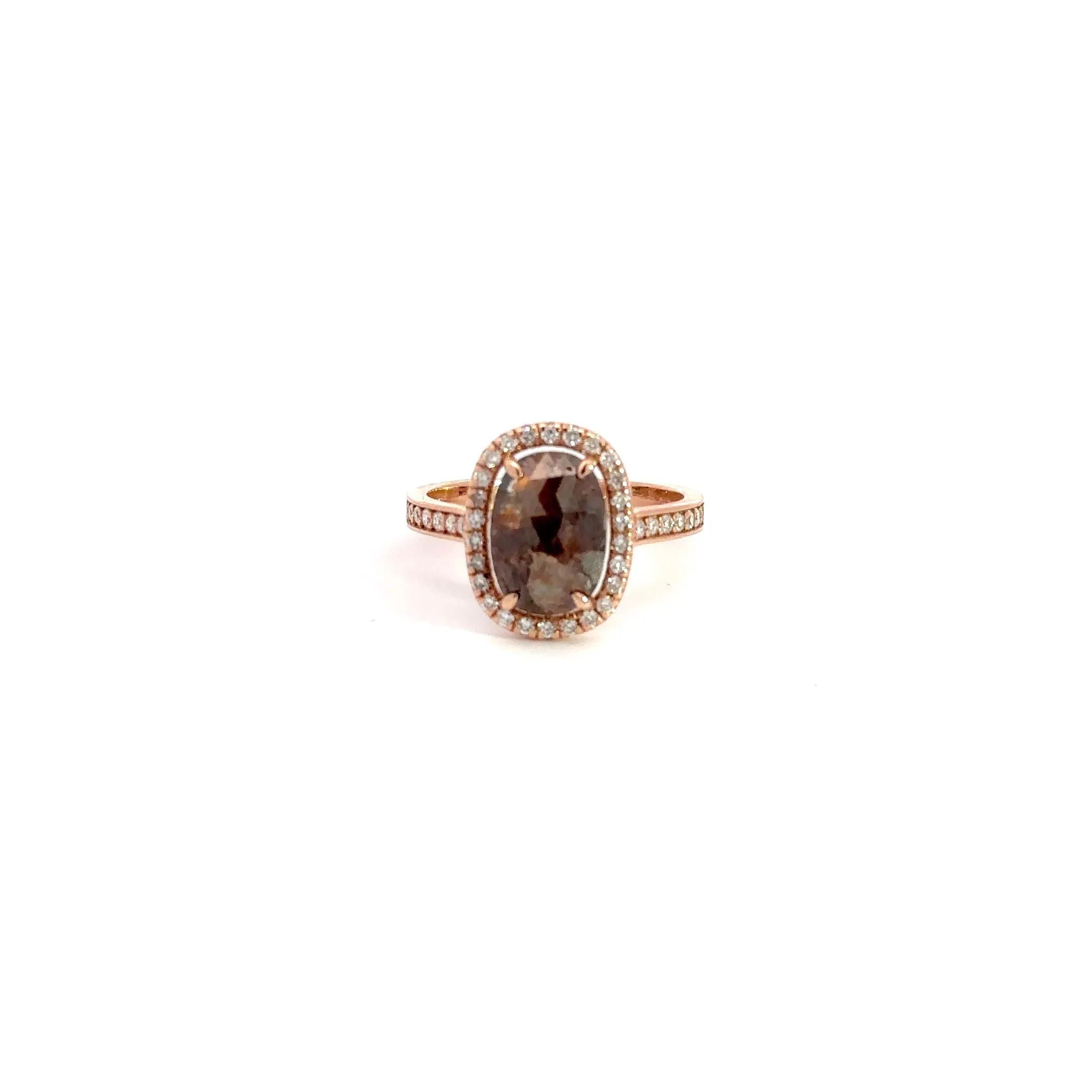 WD1123 14kt Cushion shape, Rose Cut, Raw Diamond Ring