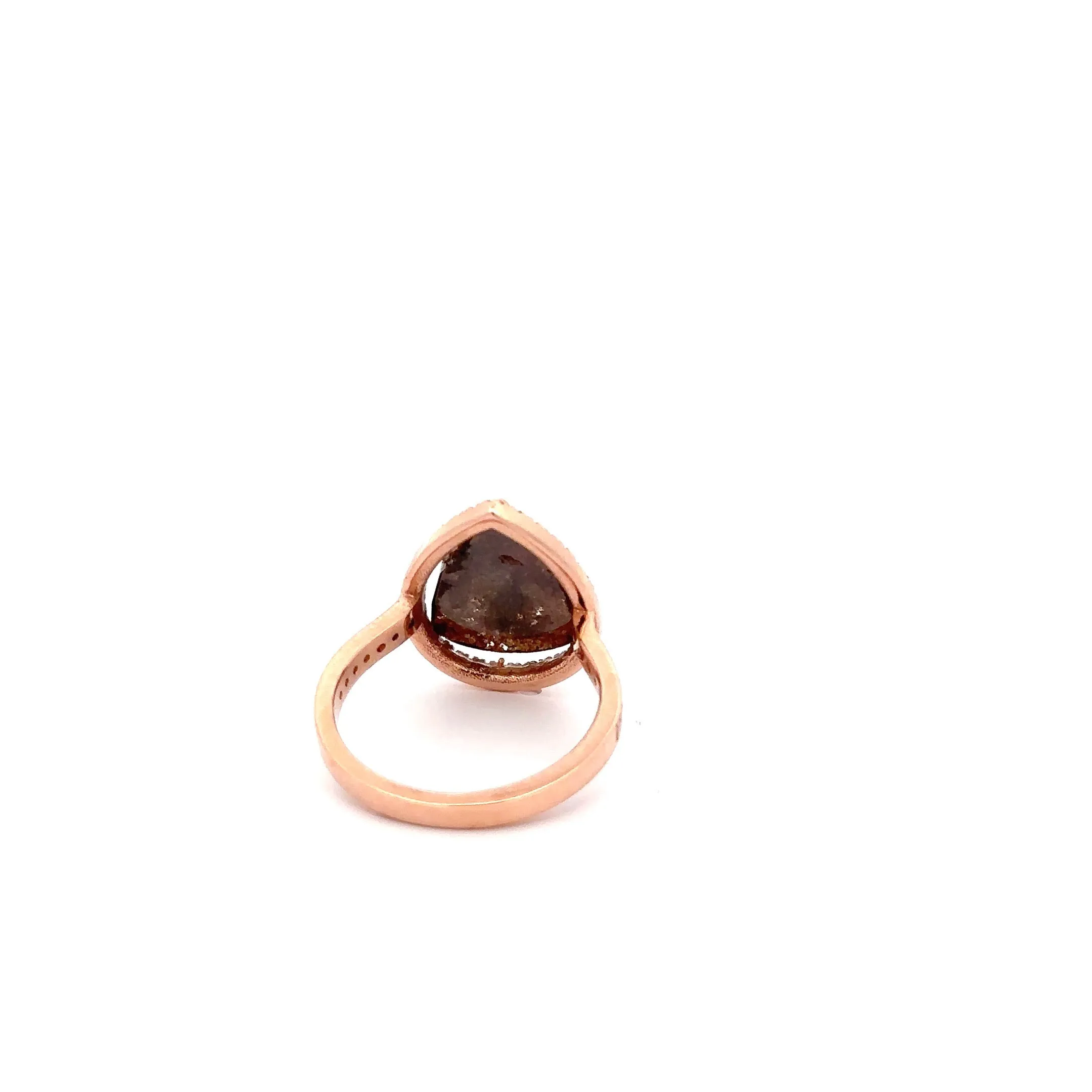 WD1124 14kt Pear shape, Rose Cut, Raw Diamond Ring