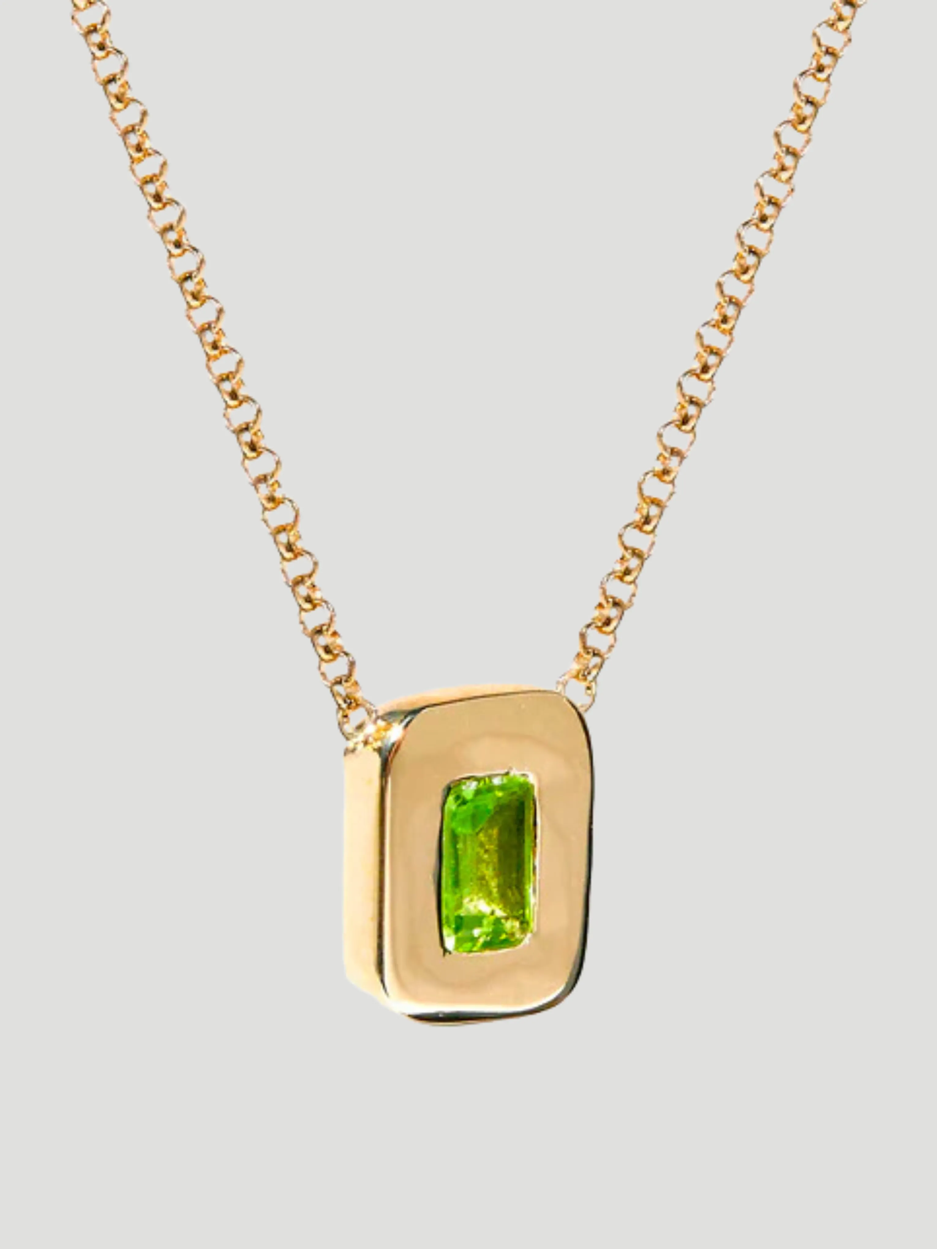 Yellow Gold Peridot Nugget Necklace